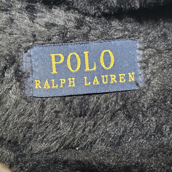 POLO Ralph Lauren Womens Black  Suede Leather American Flag Bear Slippers SZ 9.5 - Picture 11 of 11